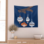 Cheerful little Christmas baubles blue Wall Tapestry Gallery Image 2