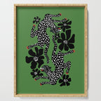 Leopards pattern art print on green background Serving Tray Gallery Image 1