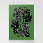 Leopards pattern art print on green background Stationery Card Gallery Image 2