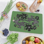 Leopards pattern art print on green background Cutting Board Gallery Image 2