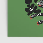 Leopards pattern art print on green background Poster Gallery Image 3