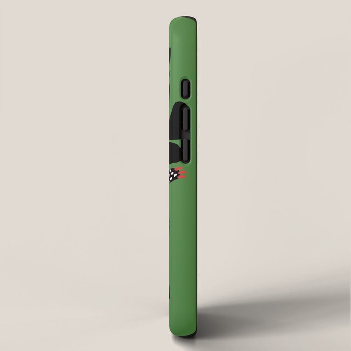 Leopards pattern art print on green background iPhone Case Gallery Image 2