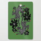 Leopards pattern art print on green background Cutting Board Gallery Image 1