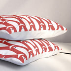Mid Century Modern Fish Pattern in Red, White, and Nautical Navy Blue Pillow Sham Gallery Image 3