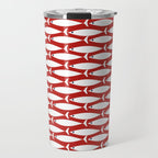 Mid Century Modern Fish Pattern in Red, White, and Nautical Navy Blue Travel Mug Gallery Image 1