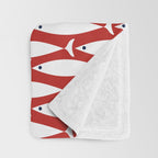Mid Century Modern Fish Pattern in Red, White, and Nautical Navy Blue Throw Blanket Gallery Image 3