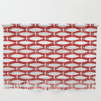 Mid Century Modern Fish Pattern in Red, White, and Nautical Navy Blue Wall Hanging Gallery Image 1