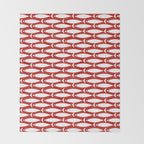 Mid Century Modern Fish Pattern in Red, White, and Nautical Navy Blue Throw Blanket Gallery Image 2