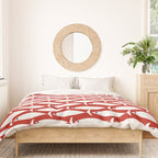 Mid Century Modern Fish Pattern in Red, White, and Nautical Navy Blue Duvet Cover Gallery Image 3
