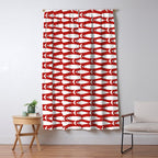 Mid Century Modern Fish Pattern in Red, White, and Nautical Navy Blue Window Curtain Gallery Image 5