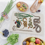 Snakes Birds Sunflower Art Print by Albertus Seba Cutting Board Gallery Image 2