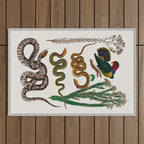 Snakes Birds Sunflower Art Print by Albertus Seba Outdoor Rug Gallery Image 1