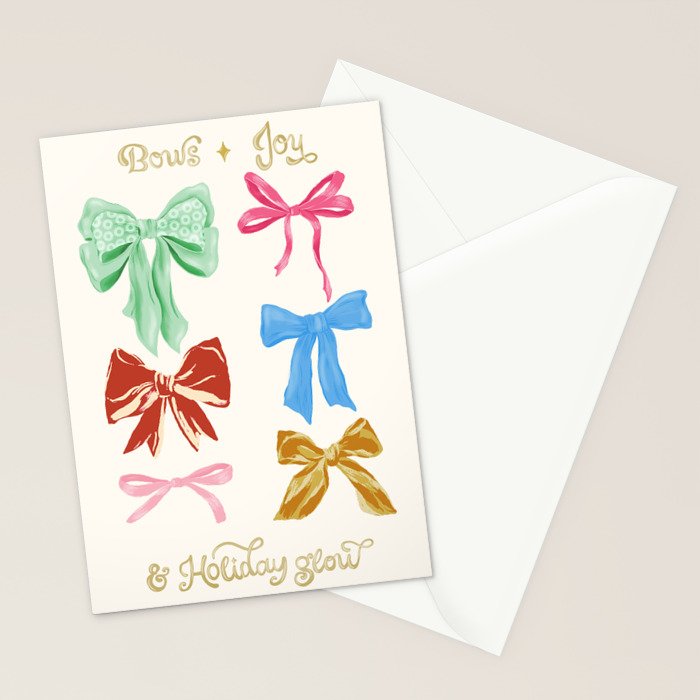 Holiday colorful bows Stationery Card Gallery Image 2