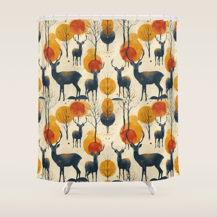 Retro Wildlife Shower Curtain Gallery Image 1