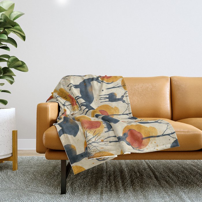 Retro Wildlife Throw Blanket Gallery Image 1