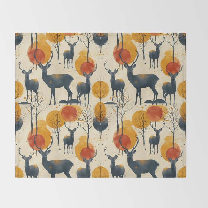 Retro Wildlife Throw Blanket Gallery Image 2