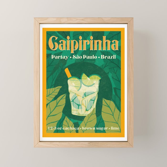 Cairpirinha Vintage Cocktail Design Mini Art Print Gallery Image 1