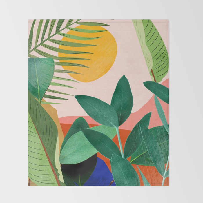 Abstract Art Tropical Leaves 126 Throw Blanket Gallery Image 2