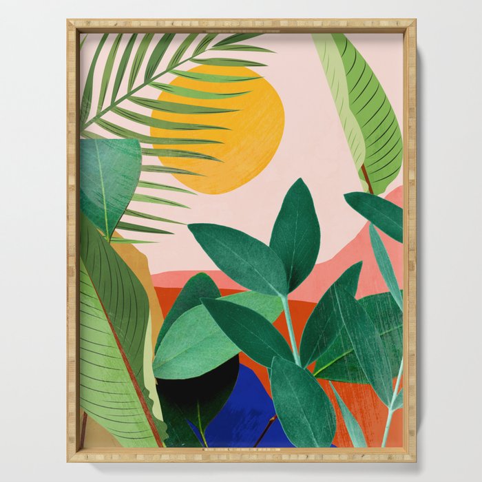Abstract Art Tropical Leaves 126 Serving Tray Gallery Image 1