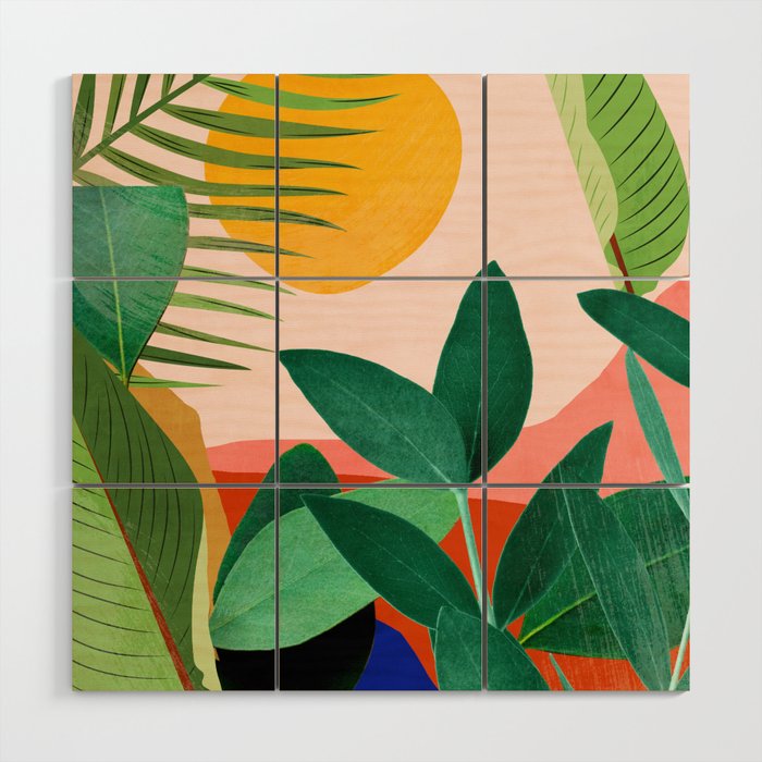 Abstract Art Tropical Leaves 126 Wood Wall Art Gallery Image 1