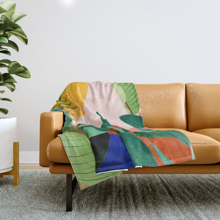 Abstract Art Tropical Leaves 126 Throw Blanket Gallery Image 1