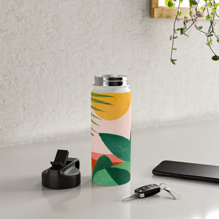 Abstract Art Tropical Leaves 126 Water Bottle Gallery Image 4