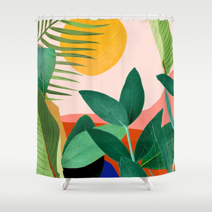 Abstract Art Tropical Leaves 126 Shower Curtain Gallery Image 1