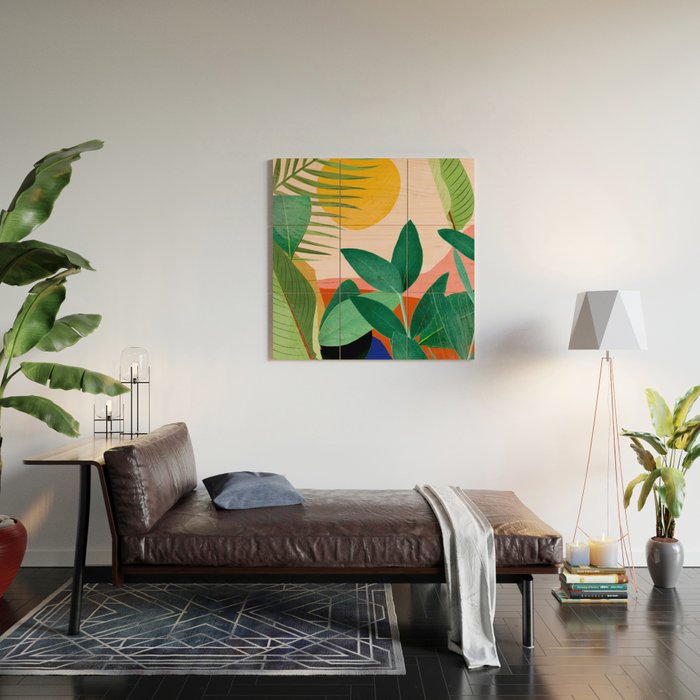 Abstract Art Tropical Leaves 126 Wood Wall Art Gallery Image 2