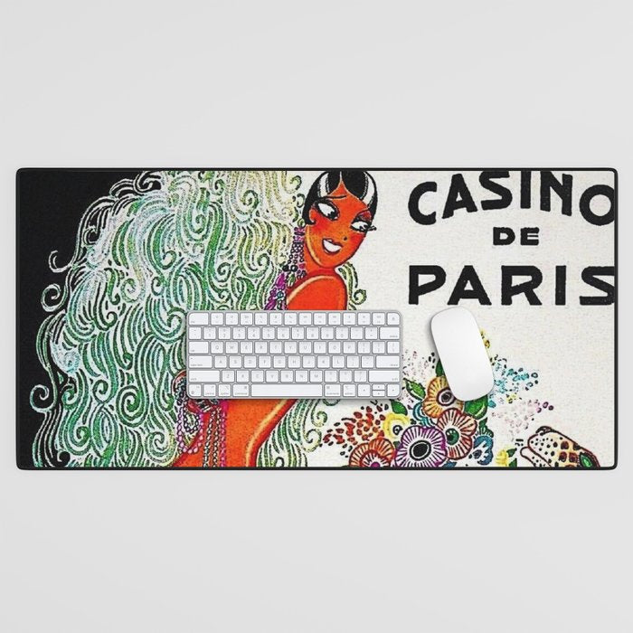 Roaring twenties Ziegfeld Follies Parisian Josephine Baker Casino de Paris performance African American cabaret vintage poster Desk Mat Gallery Image 1