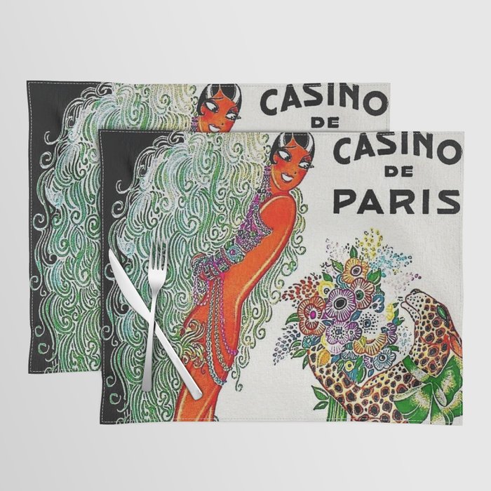 Roaring twenties Ziegfeld Follies Parisian Josephine Baker Casino de Paris performance African American cabaret vintage poster Placemat Gallery Image 1