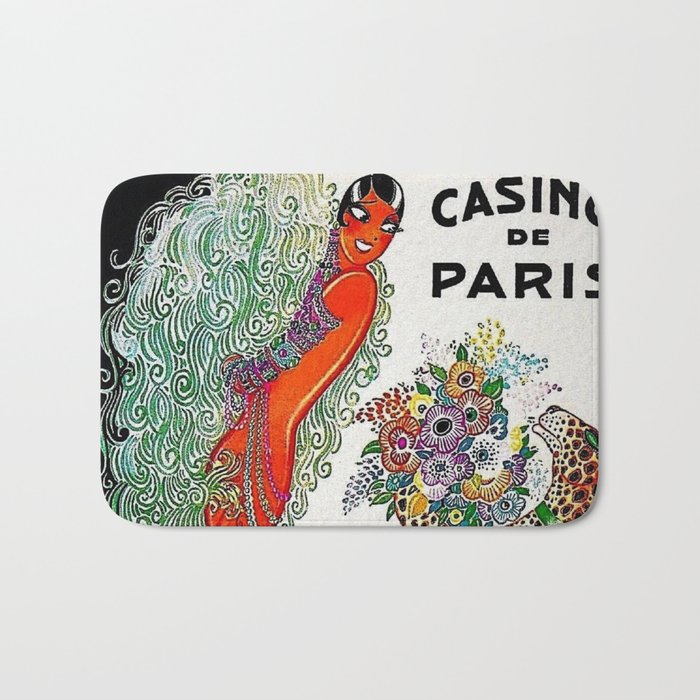 Roaring twenties Ziegfeld Follies Parisian Josephine Baker Casino de Paris performance African American cabaret vintage poster Bath Mat Gallery Image 1