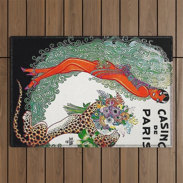 Roaring twenties Ziegfeld Follies Parisian Josephine Baker Casino de Paris performance African American cabaret vintage poster Outdoor Rug