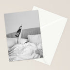 Champagne In Bed - Black And White Photography - Girl With Alcohol Bottle In Hand Photograph - Photo Stationery Card Gallery Image 2