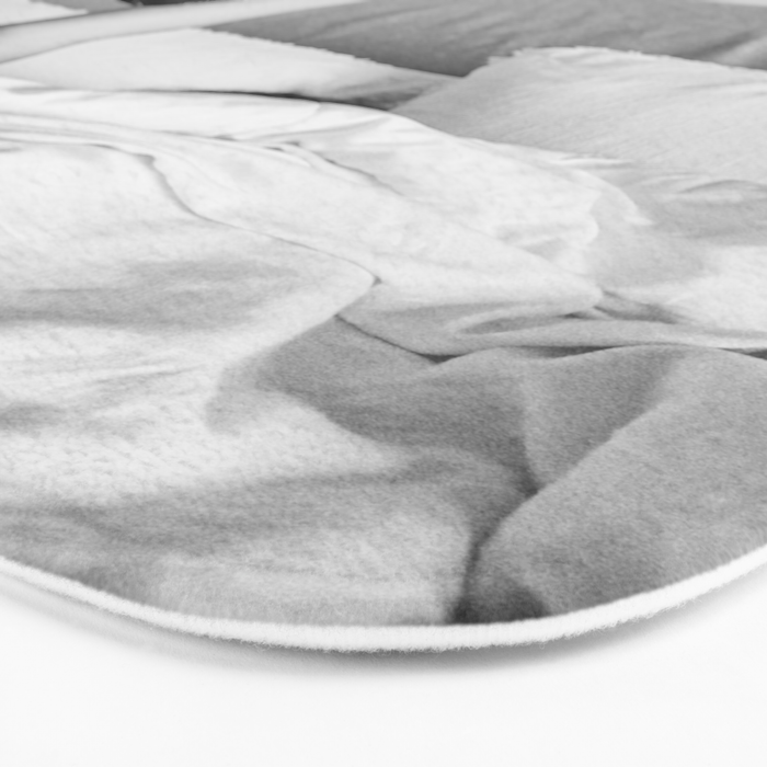 Champagne In Bed - Black And White Photography - Girl With Alcohol Bottle In Hand Photograph - Photo Bath Mat Gallery Image 3