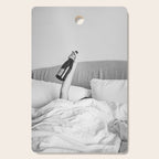 Champagne In Bed - Black And White Photography - Girl With Alcohol Bottle In Hand Photograph - Photo Cutting Board Gallery Image 1