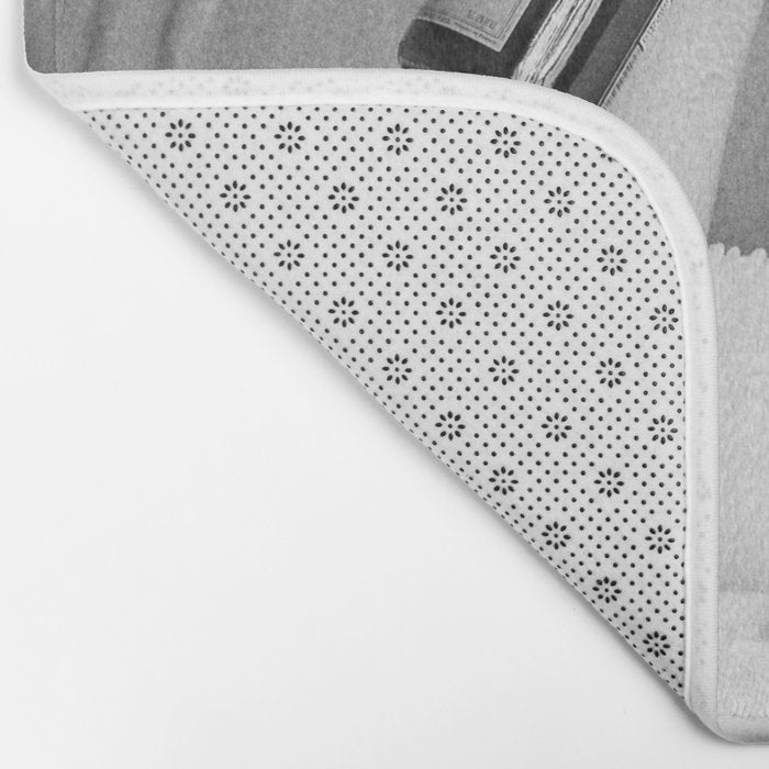 Champagne In Bed - Black And White Photography - Girl With Alcohol Bottle In Hand Photograph - Photo Bath Mat Gallery Image 2