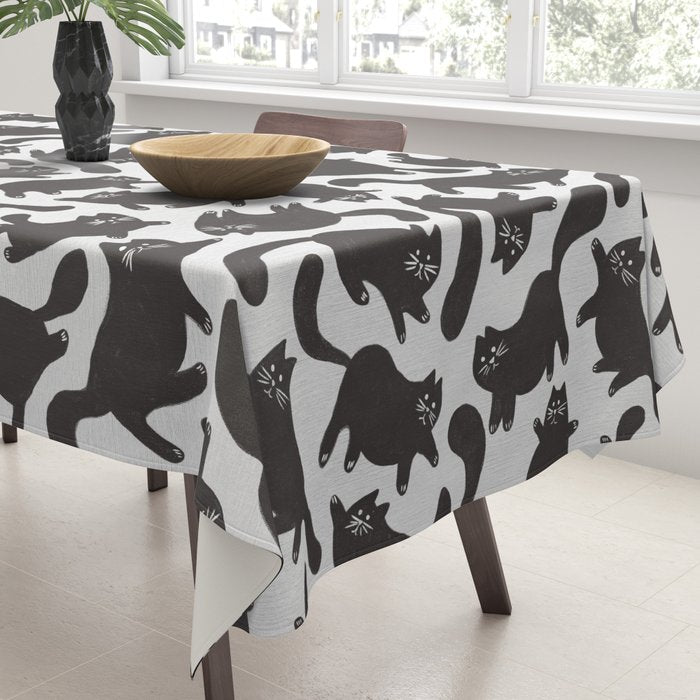 Hand-Drawn Black Cats Tablecloth Gallery Image 3