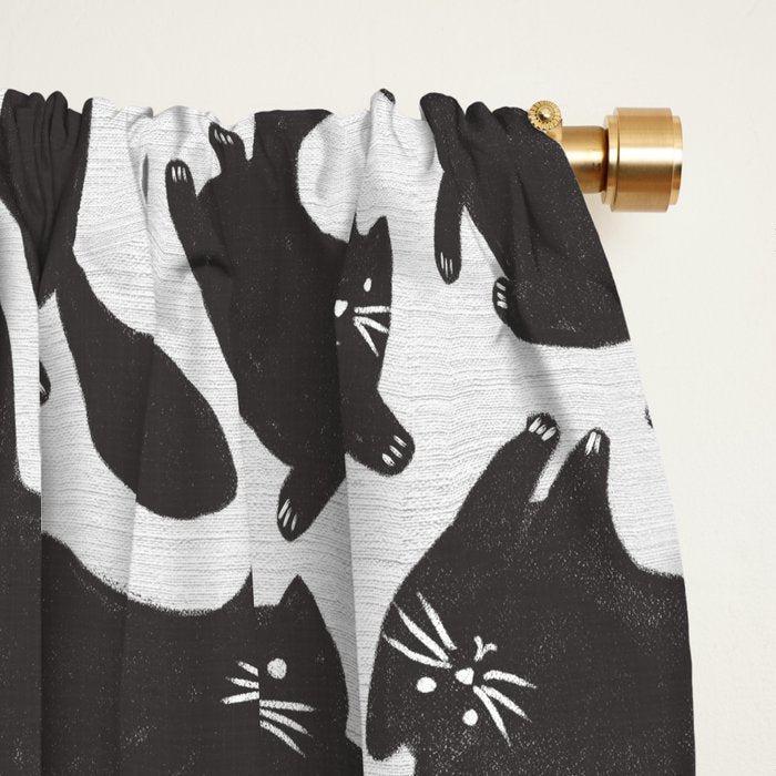 Hand-Drawn Black Cats Window Curtain Gallery Image 2