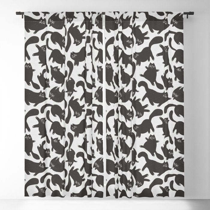 Hand-Drawn Black Cats Window Curtain Gallery Image 5