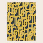 Mustard Yellow and Navy Blue Mid-Century Modern Loop Pattern Poster Gallery Image 4