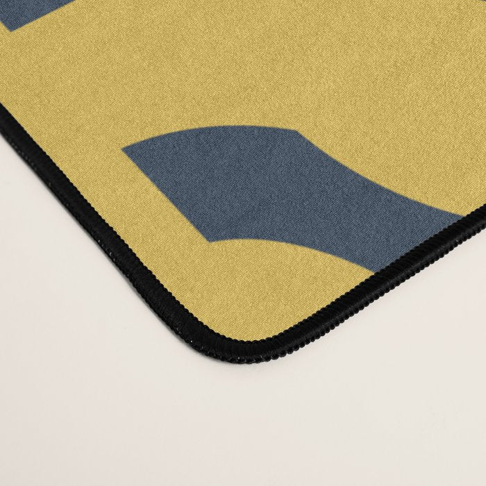 Mustard Yellow and Navy Blue Mid-Century Modern Loop Pattern Desk Mat Gallery Image 4