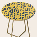 Mustard Yellow and Navy Blue Mid-Century Modern Loop Pattern Side Table Gallery Image 2
