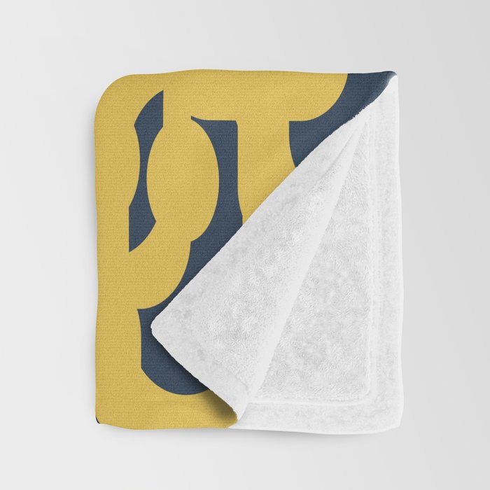 Mustard Yellow and Navy Blue Mid-Century Modern Loop Pattern Throw Blanket Gallery Image 3