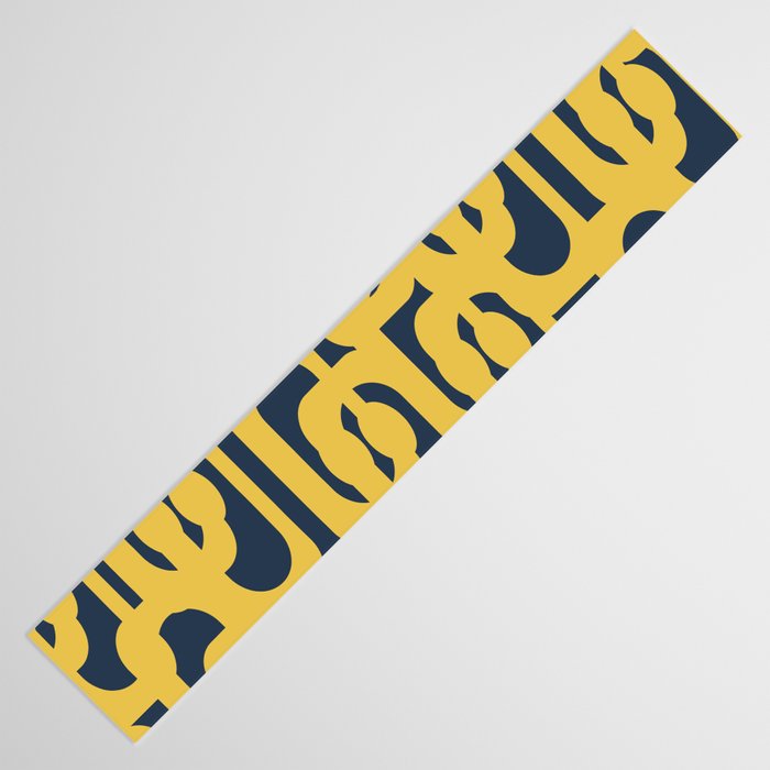 Mustard Yellow and Navy Blue Mid-Century Modern Loop Pattern Table Runner Gallery Image 3