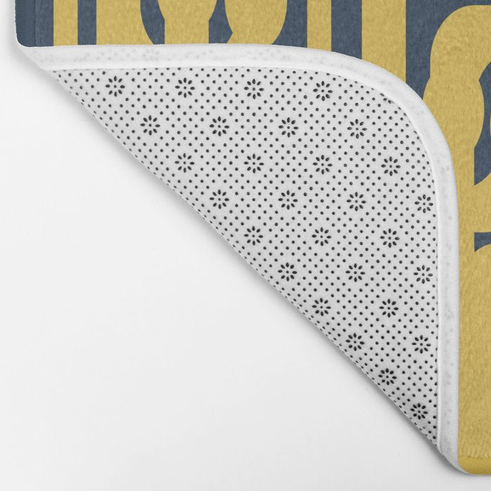 Mustard Yellow and Navy Blue Mid-Century Modern Loop Pattern Bath Mat Gallery Image 2