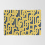 Mustard Yellow and Navy Blue Mid-Century Modern Loop Pattern Rug Gallery Image 2