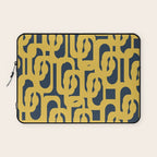 Mustard Yellow and Navy Blue Mid-Century Modern Loop Pattern Laptop Sleeve Gallery Image 1