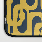 Mustard Yellow and Navy Blue Mid-Century Modern Loop Pattern Laptop Sleeve Gallery Image 3