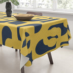 Mustard Yellow and Navy Blue Mid-Century Modern Loop Pattern Tablecloth Gallery Image 3