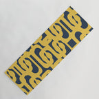 Mustard Yellow and Navy Blue Mid-Century Modern Loop Pattern Yoga Mat Gallery Image 1